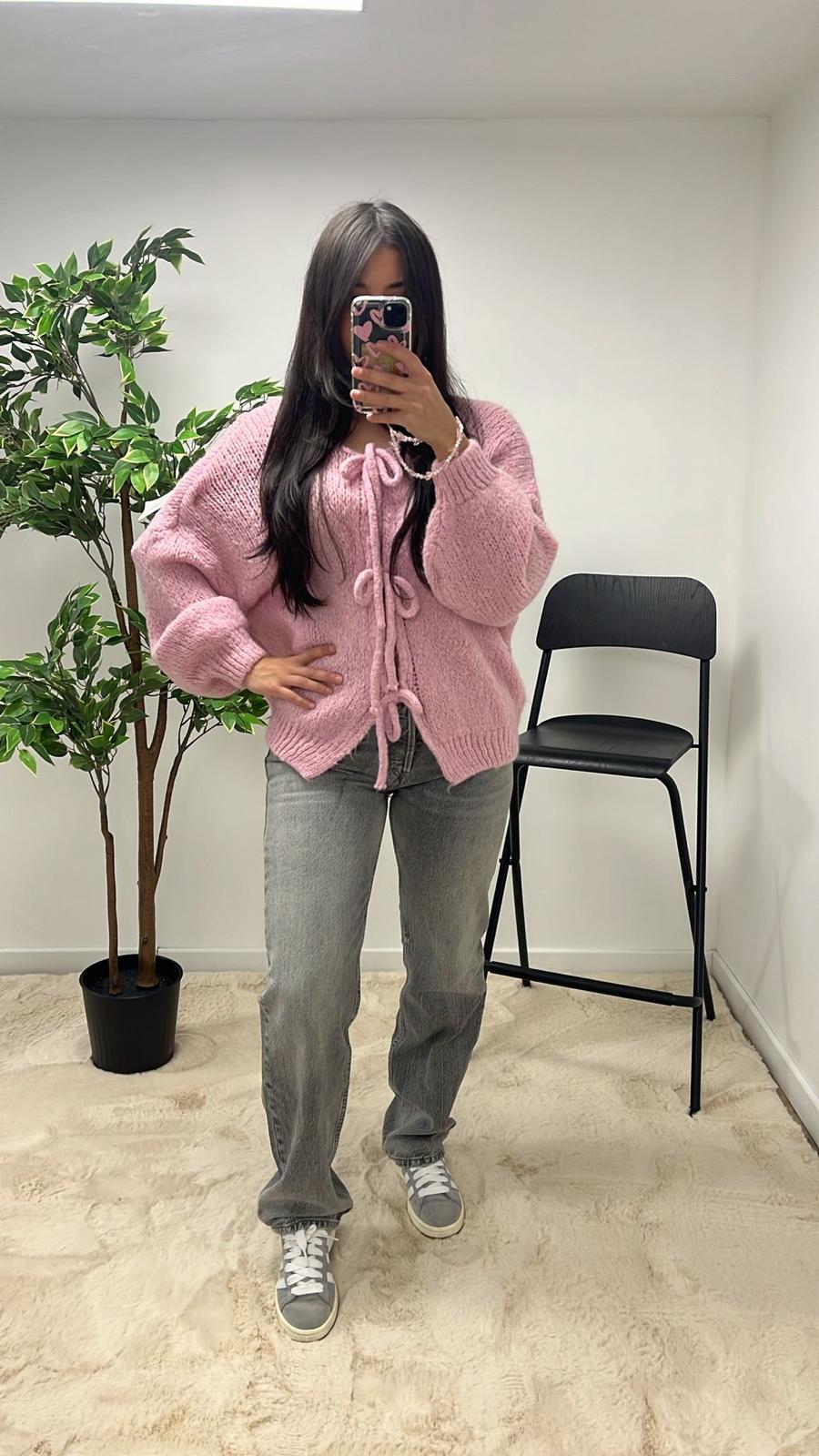 GILET A NŒUD ROSE