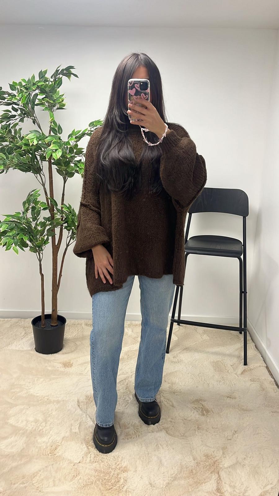 PULL MARRON EN MAILLE