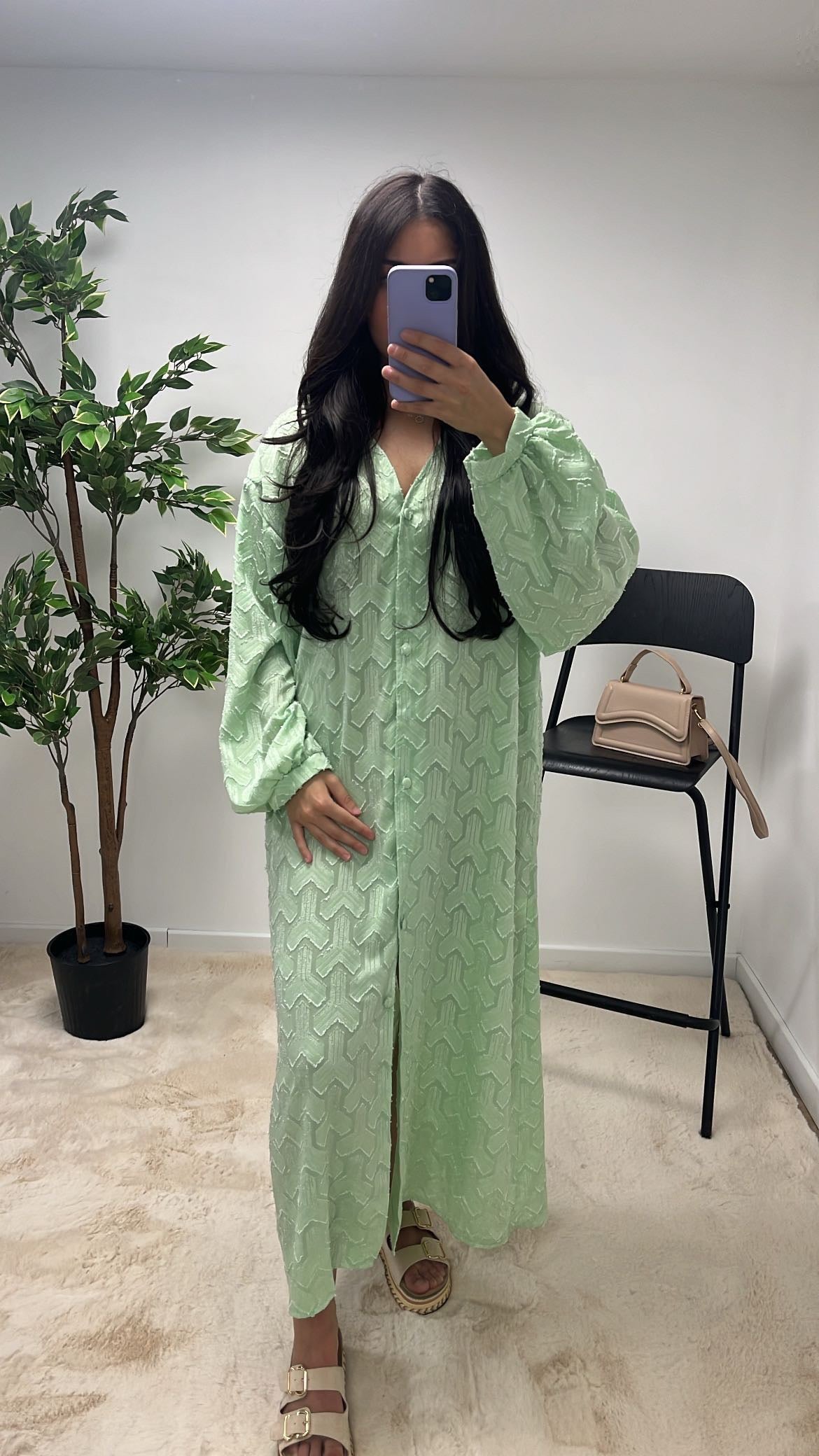 ROBE CAFTAN VERT D'EAU
