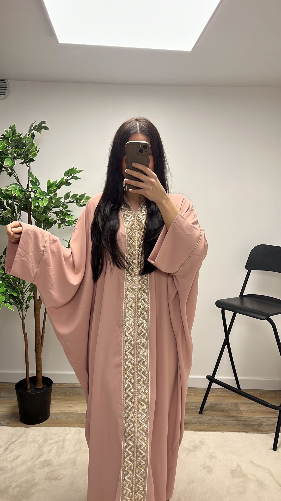 ABAYA STRASS ROSE
