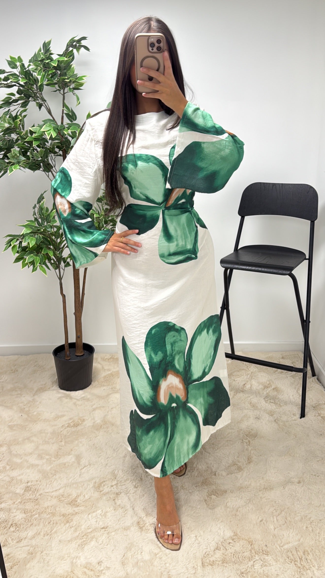 Robe fleurie vert