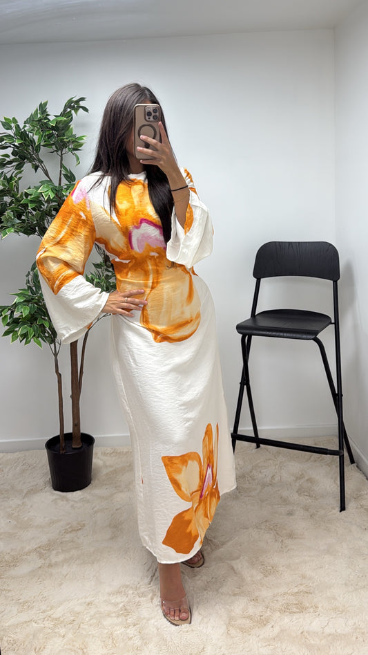 Robe fleurie orange