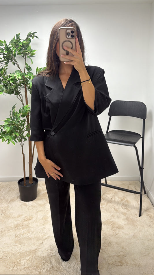 Ensemble blazer manches 3/4 Noir